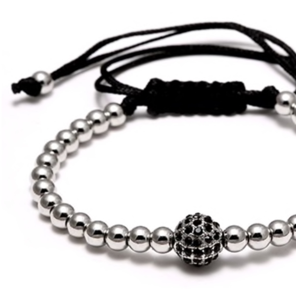 Silver Beaded Shamballa Crystal Ball Wrap Bracelet - Picture 4 of 8